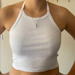 Brandy Melville white halter crop top